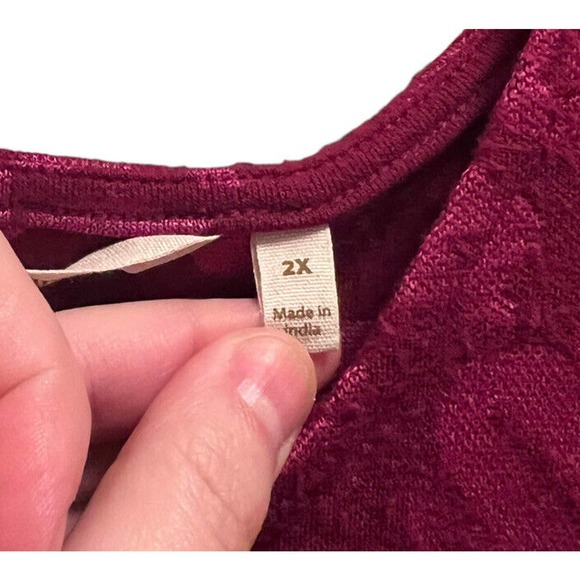 Soft Surroundings Pink Purple Jacquard Pullover Sweater Keyhole Back Shirt 2X - Picture 3 of 7